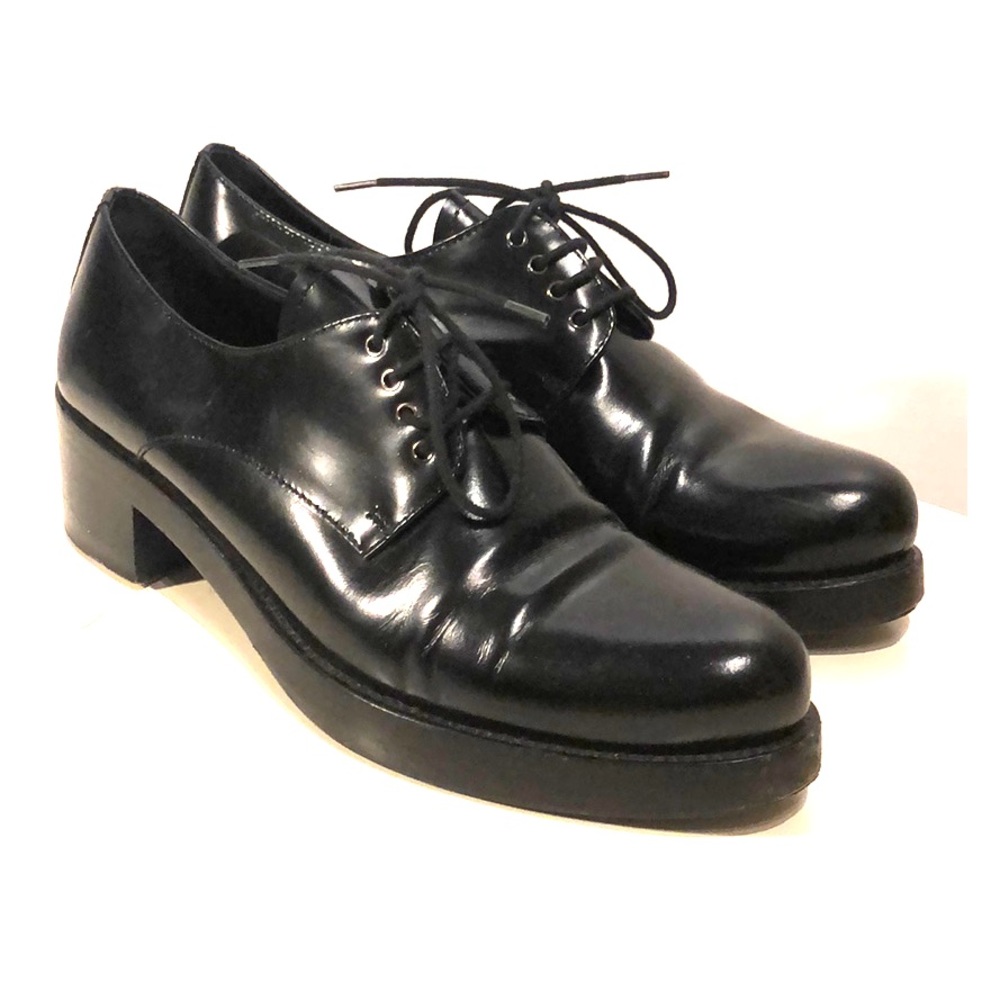 Black Leather Prada oxfords